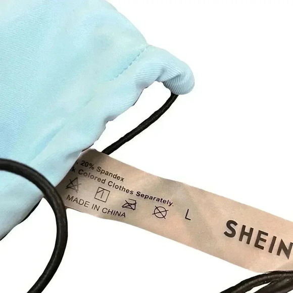 🌟 SHEIN Triangle Bikini Set Light Blue Adjustable Elastic Ties Swimwear Size L 🌟 - Picture 4 of 5